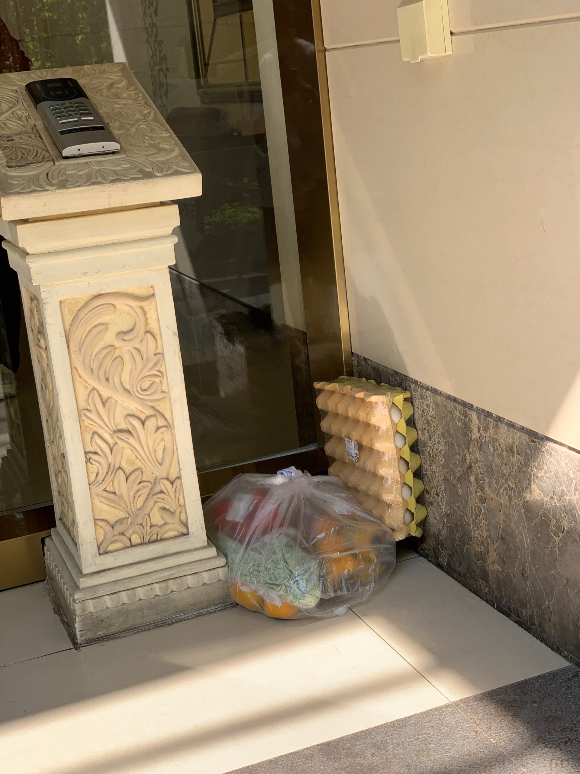 Grocery Safety Groceries can be left out in front of an apartment building, knowing that nobody will touch them or take them.